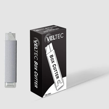 Veltec Standard Box Cutter Retractable Blade Original Utility Knife, for Boxes, Papers, Cardboards, Packages, Tape, Metal Body (Pack of 12)