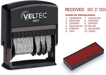 Veltec 4817 Date Stamp with 12 Changeable Messages